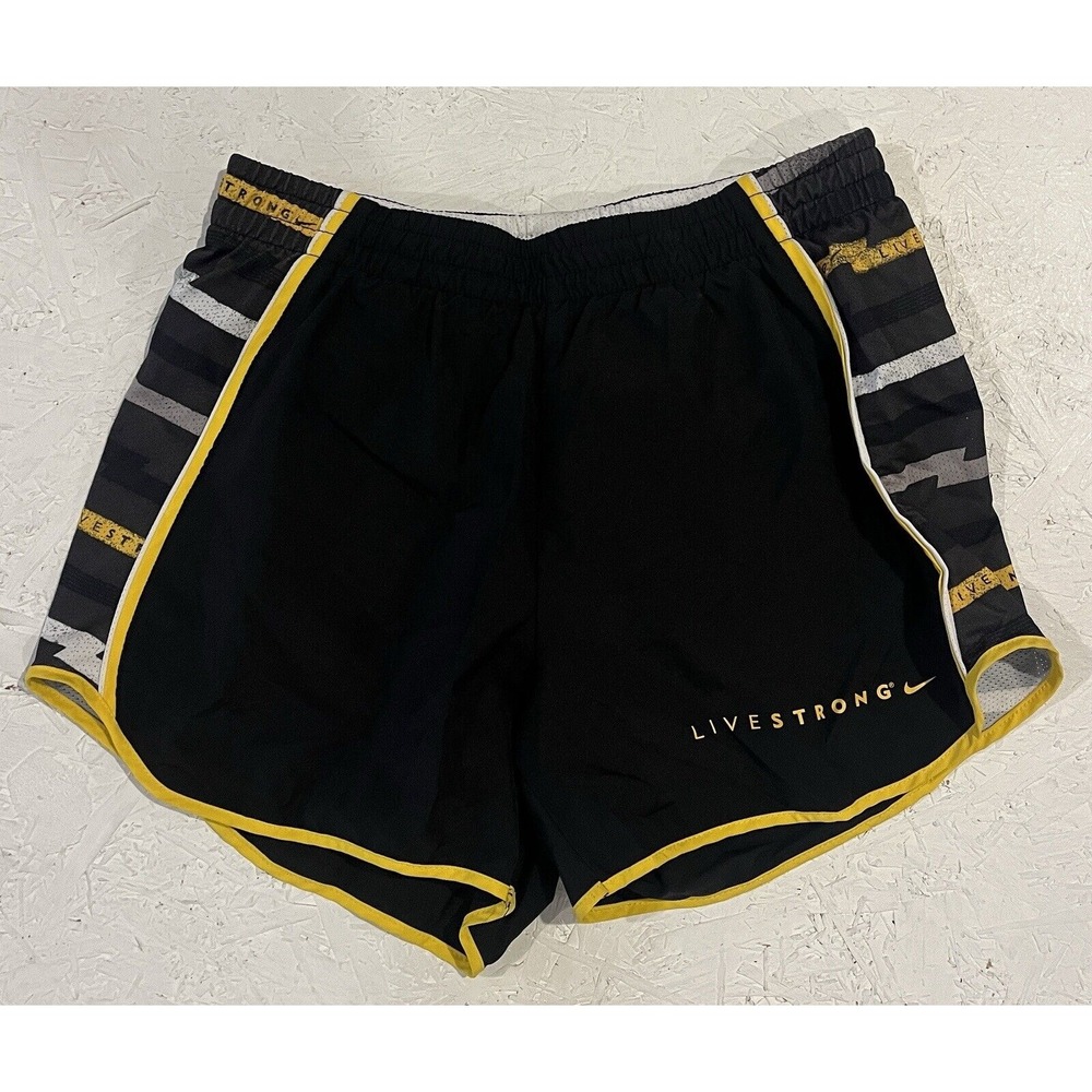 Nike‎ Livestrong Dri Fit Running Shorts Women Size XS Black White Yellow